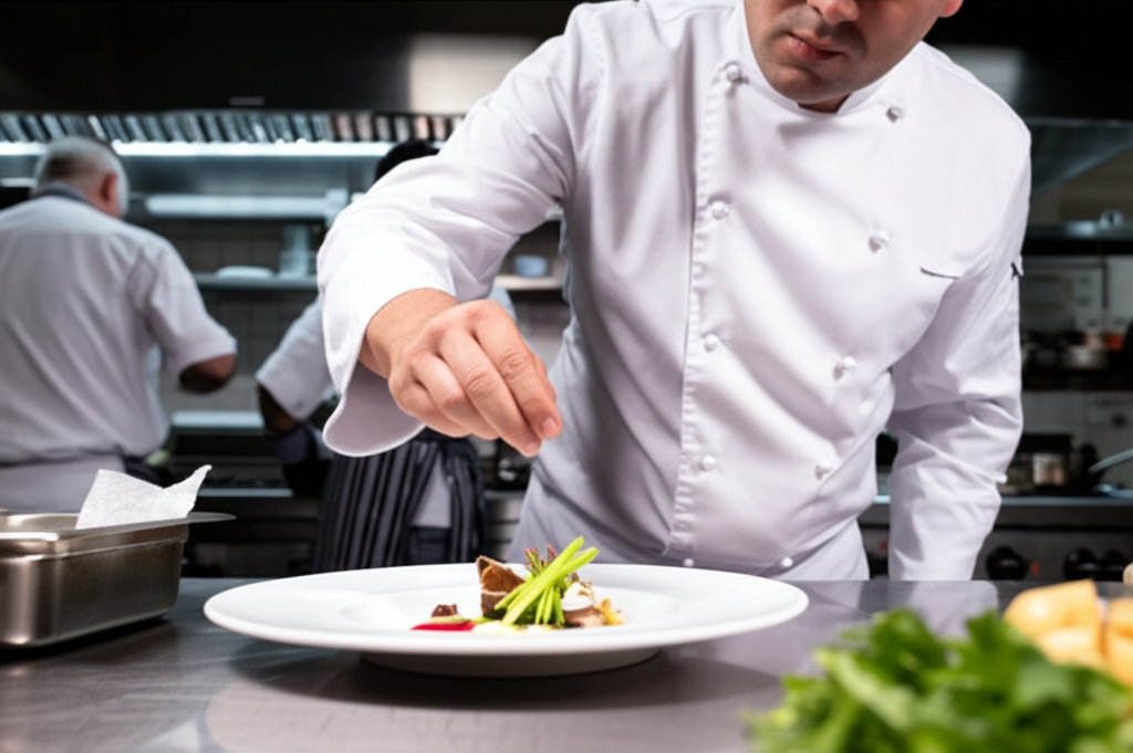 Gurme yemek hazırlayan şef